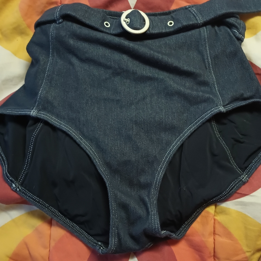 Solid & Striped bathing suit bottom - fake denim